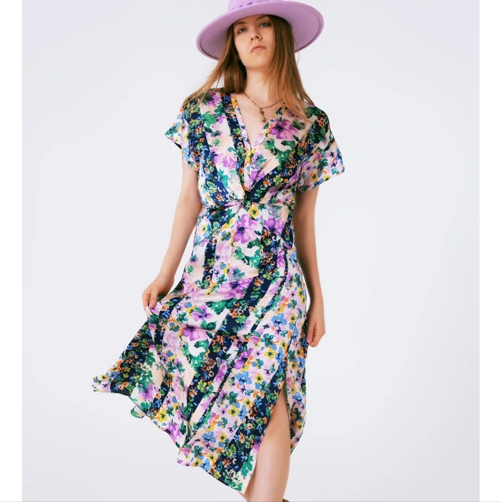 Q2 Multicolor Floral Maxi Dress